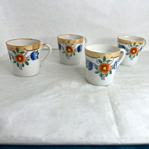 Japanese Tashiro Shoten Hand Painted Porcelain Demitasse Cup Floral Design - Picture 1 of 16